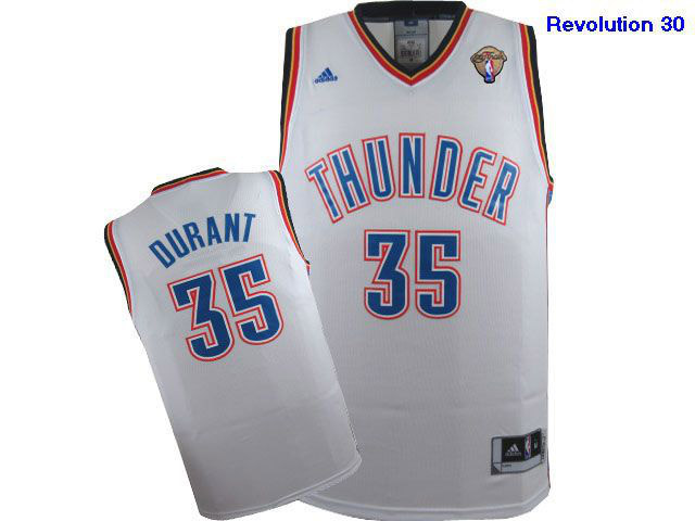 Designer NBA Oklahoma City Thunder Kevin Durant 35 Revolution 30 Swingman Home Adidas Jersey